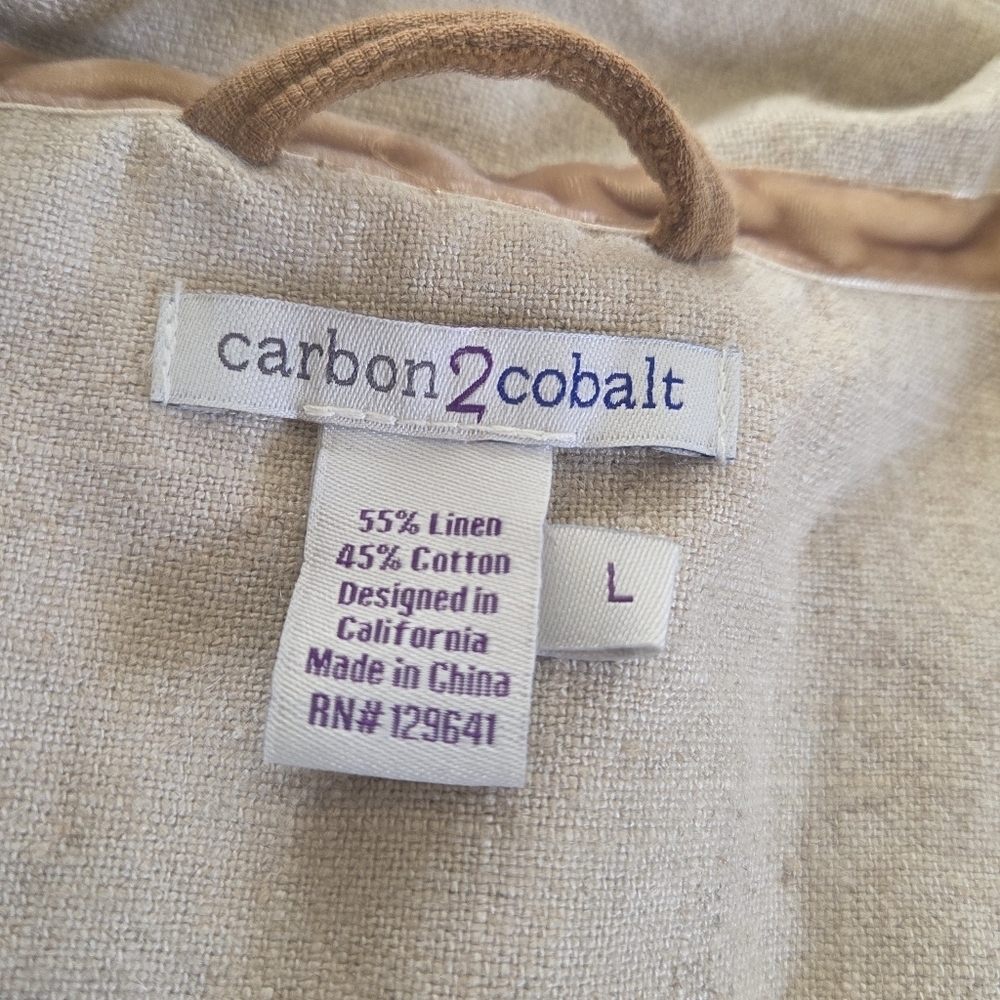 Carbon2Cobalt Textured Thick Western Brown Tan Jacket Zip Up Large Soft Linen - Picture 5 of 12